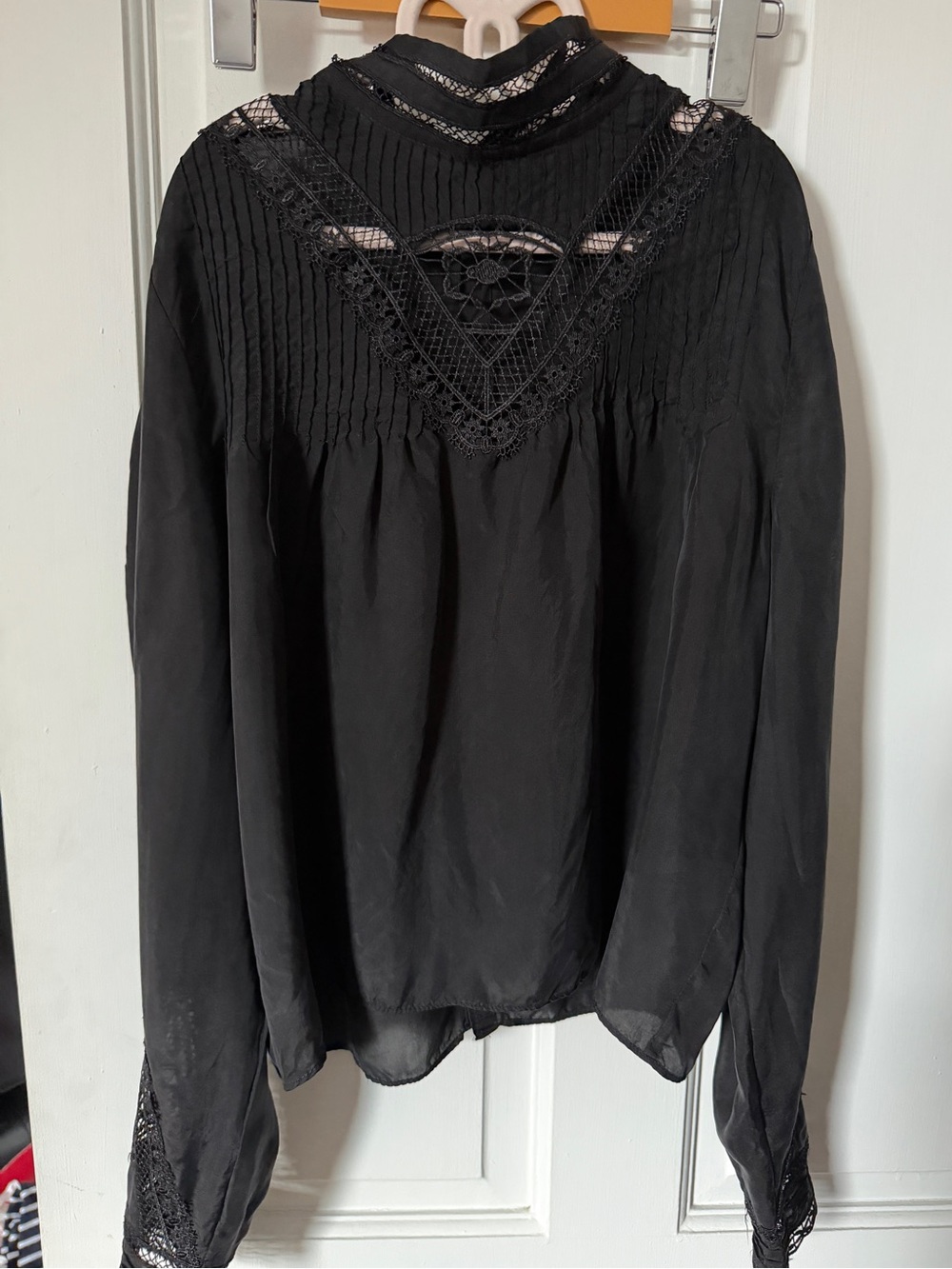 Zara Black Lace-Trim Victorian High-Neck Blouse - Picture 2 of 13